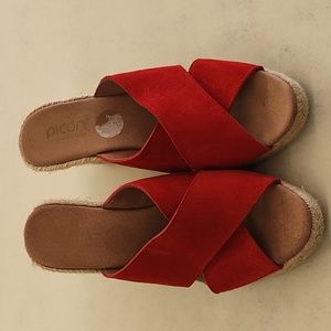Picon Calzados Leather Espadrille Wedge Shoes 9.5 Handmade in Spain